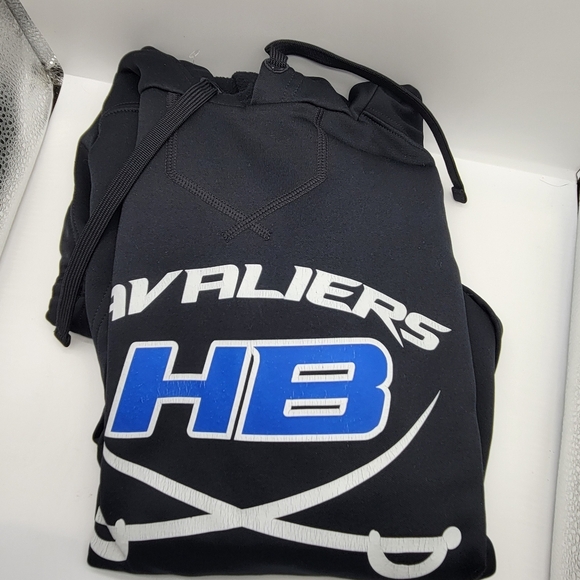 New Balance Hoodie Medium Black Graphic CAVALIERS LACROSSE Fleece Drawnstring - Picture 11 of 11